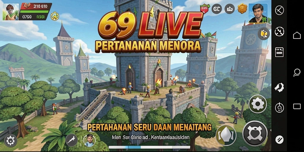 Gameplay menara pertahanan yang seru dan penuh strategi di 69LIVE.