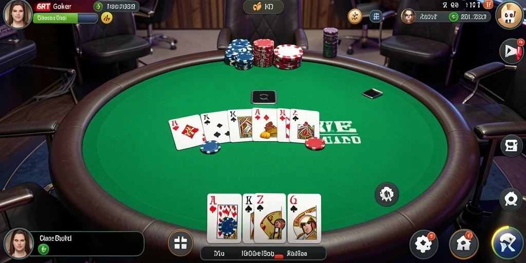 Screenshot gameplay Poker yang menampilkan suasana seru di meja.