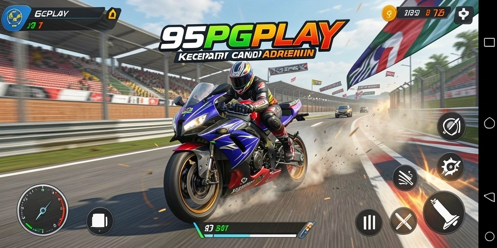 Tampilan gameplay balapan motor yang seru dan penuh aksi.