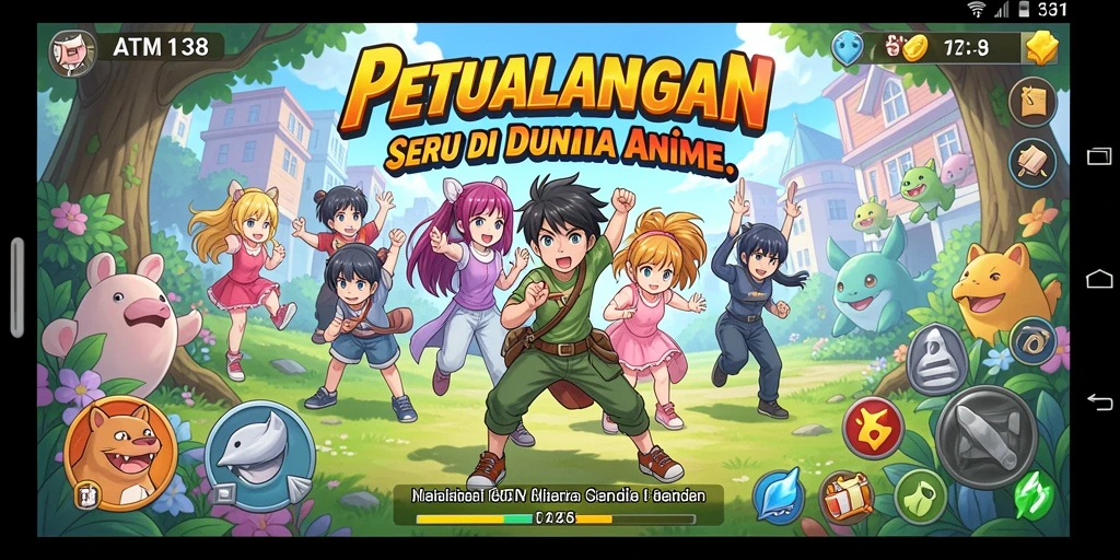 Tangkapan layar gameplay <strong>ATM138</strong> menampilkan pertarungan seru dengan karakter Anime.