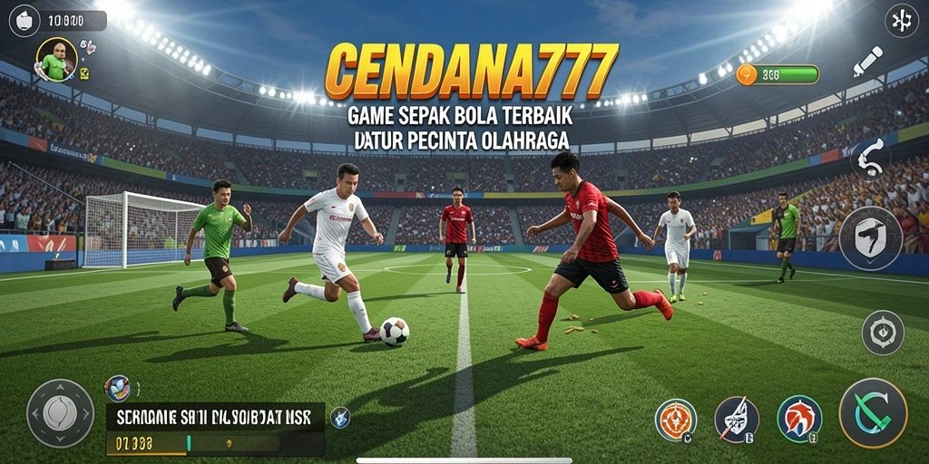 Tampilan gameplay mendebarkan di CENDANA777 dengan aksi sepak bola nyata.