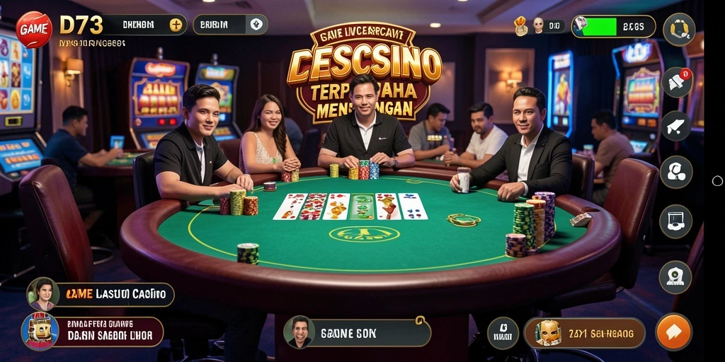 Tampilan gameplay D73 yang mendebarkan dalam suasana Live Casino.