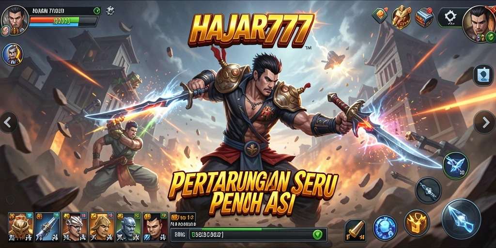 Screenshot game HAJAR777 menampilkan pertarungan yang seru dan dinamis.