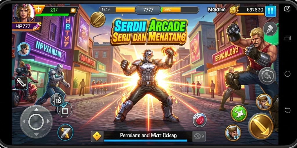Tampilan gameplay menegangkan dalam HP777 dengan aksi cepat dan tantangan seru.