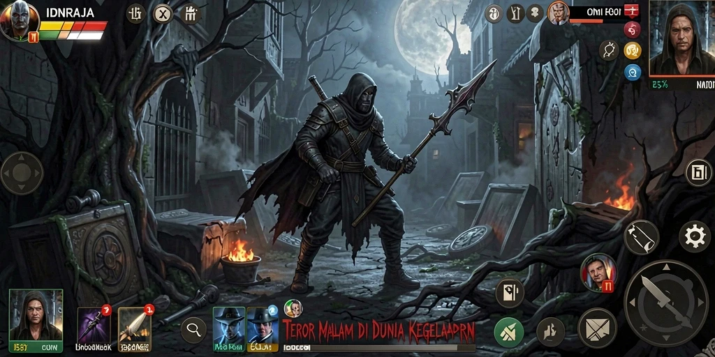 Screenshot menampilkan ketegangan gameplay horor di IDNRAJA.