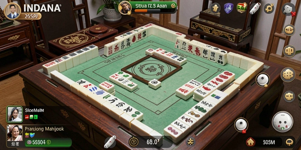 Tampilan screenshot <strong>INDAAA</strong> menunjukkan gameplay Mahjong yang menarik dan penuh warna.