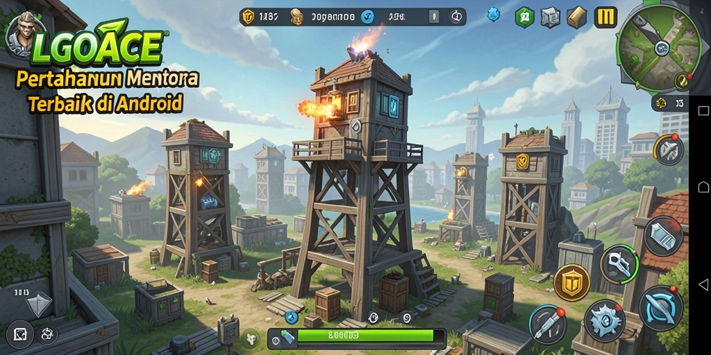 Screenshot utama LGOACE menampilkan pertempuran seru dalam Tower Defense.
