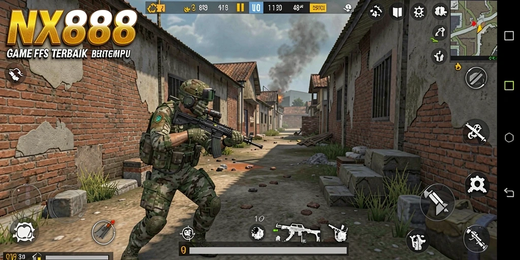 Screenshot gameplay NX888 yang penuh aksi dan intens.