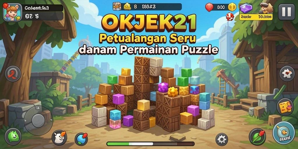 Gameplay OKJEK21 yang menantang dalam puzzle seru.