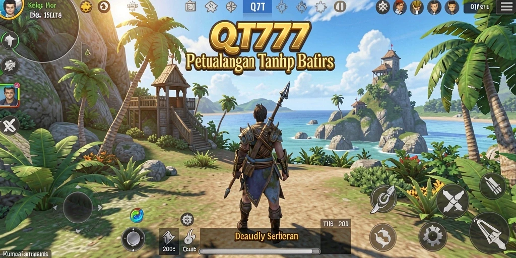 Screenshot gameplay QT777 yang menampilkan petualangan di dunia terbuka.