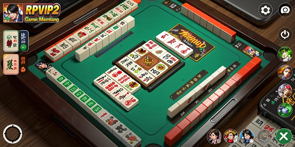 Screenshot gameplay RPVIP2 menampilkan ubin Mahjong yang menarik.