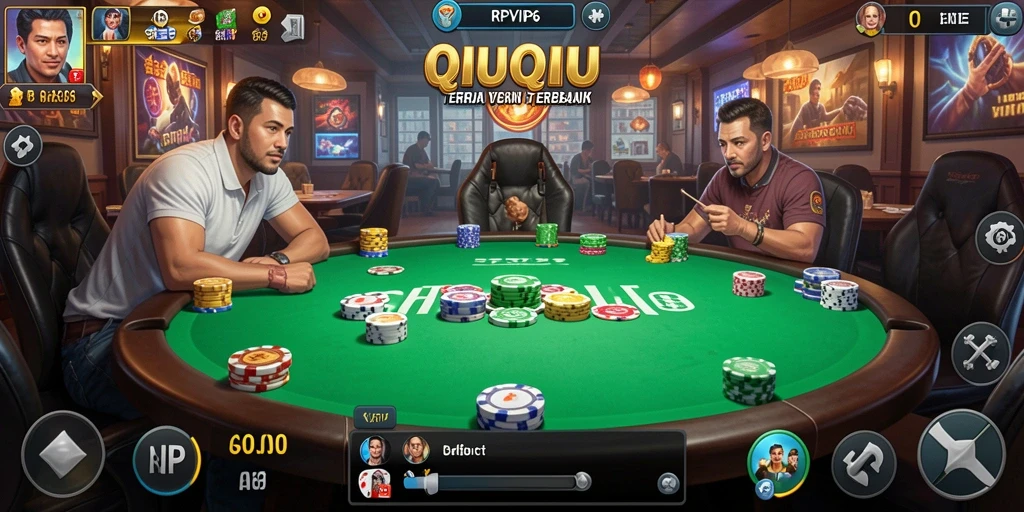 Screenshot RPVIP6 menampilkan aksi seru dalam permainan QiuQiu.