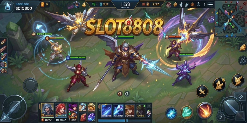 Tangkapan layar menampilkan pertempuran epik dalam game MOBA yang seru.