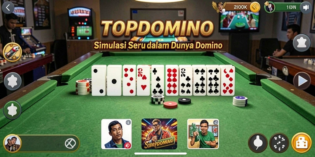 Tampilan gameplay menarik dari TOPDOMINO yang menunjukkan suasana bermain domino.